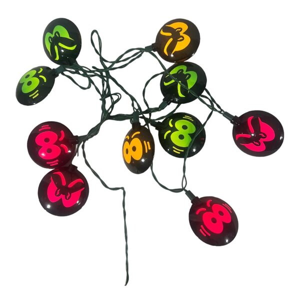 Vintage Eerie Eyes Blow Mold Hard Plastic String Of 10 Lights Spooky Halloween - Picture 1 of 2